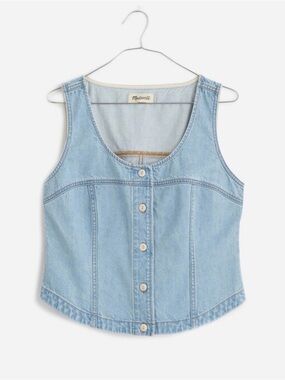 NWT Madewell denim button front top/vest light wash size 4